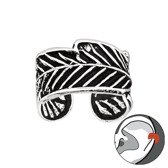 Sterling Silver Leaf Ear Cuff - Picture 1 of 8